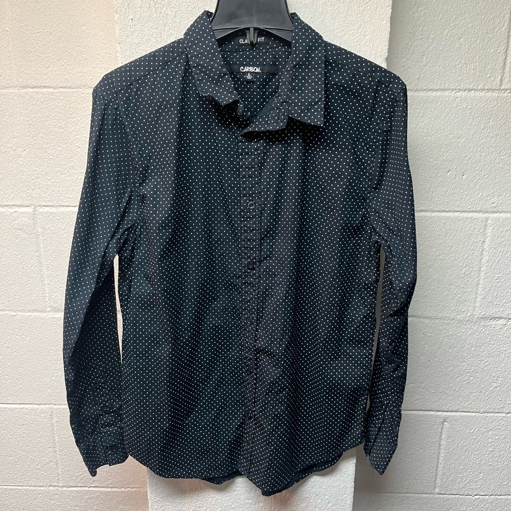 Carbon Men's Navy Polka Dot Shirt